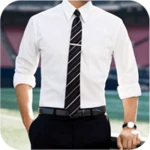 men shirt with tie photo suit maker android application logo